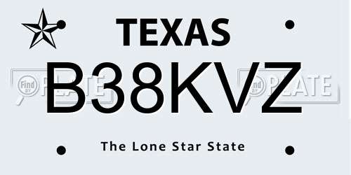 B38KVZ Texas License Plate