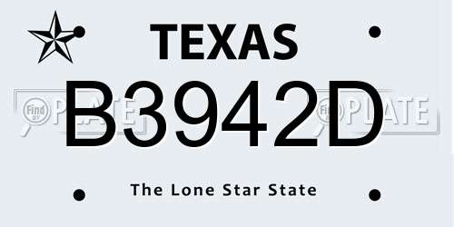 B3942D Texas License Plate