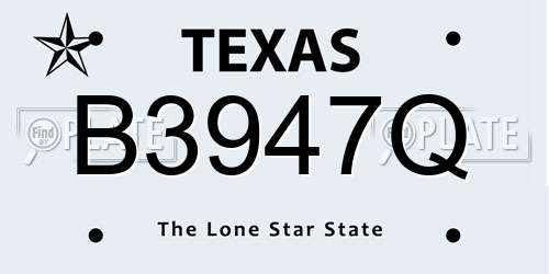 B3947Q Texas License Plate
