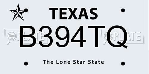 B394TQ Texas License Plate