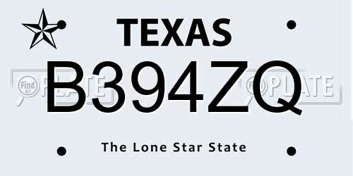 B394ZQ Texas License Plate