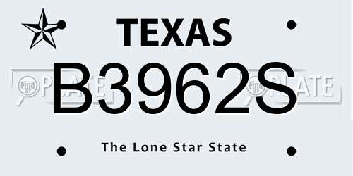 B3962S Texas License Plate