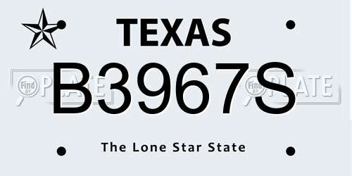 B3967S Texas License Plate