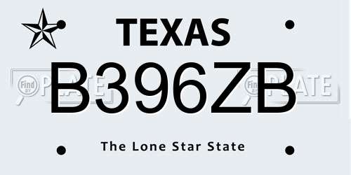 B396ZB Texas License Plate