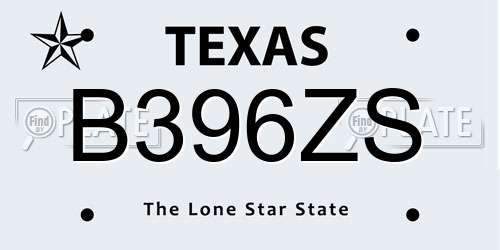 B396ZS Texas License Plate