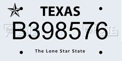 B398576 Texas License Plate