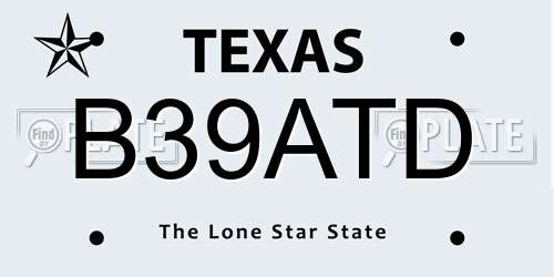 B39ATD Texas License Plate