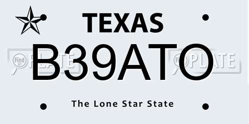 B39ATO Texas License Plate