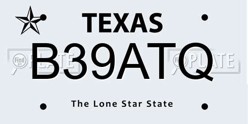 B39ATQ Texas License Plate