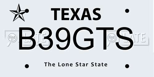 B39GTS Texas License Plate