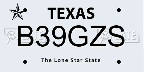B39GZS Texas License Plate
