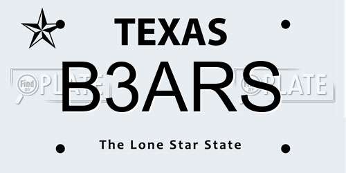 B3ARS Texas License Plate