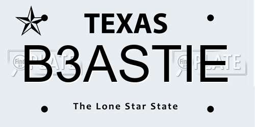 B3ASTIE Texas License Plate