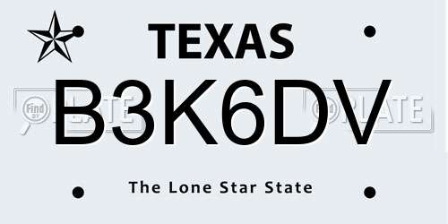B3K6DV Texas License Plate
