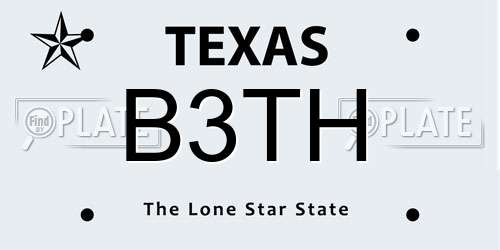 B3TH Texas License Plate