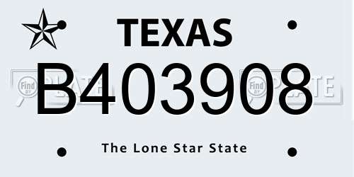B403908 Texas License Plate