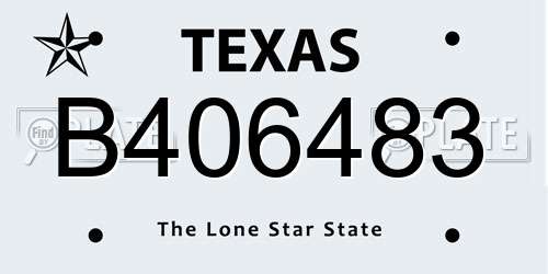B406483 Texas License Plate