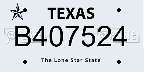 B407524 Texas License Plate