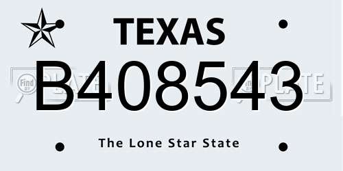 B408543 Texas License Plate