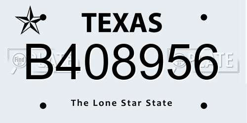B408956 Texas License Plate