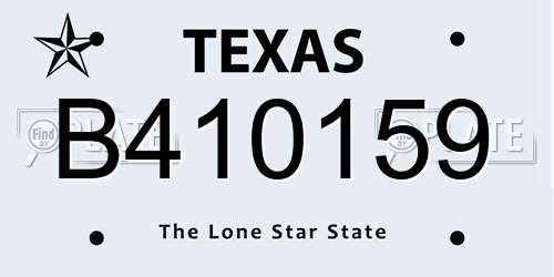 B410159 Texas License Plate