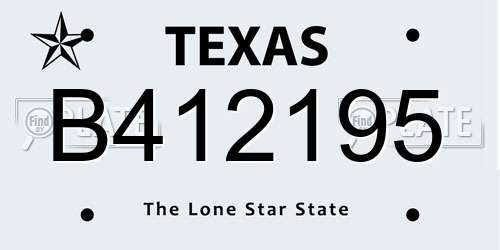 B412195 Texas License Plate