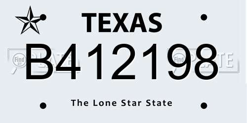B412198 Texas License Plate