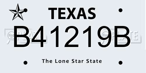 B41219B Texas License Plate