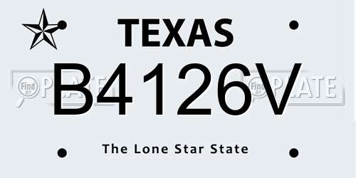 B4126V Texas License Plate