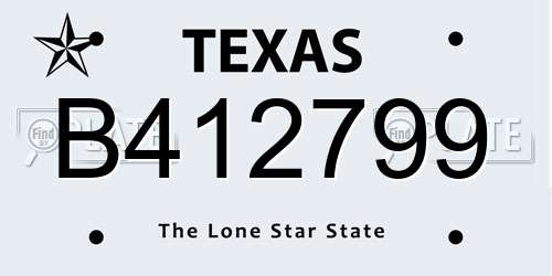 B412799 Texas License Plate