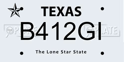 B412GI Texas License Plate