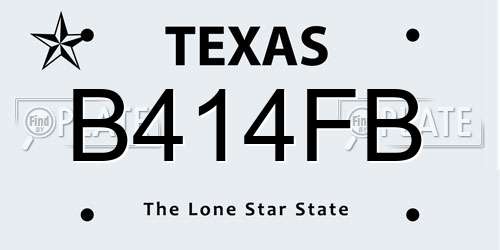 B414FB Texas License Plate