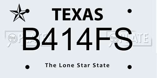 B414FS Texas License Plate