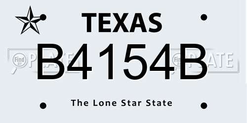 B4154B Texas License Plate