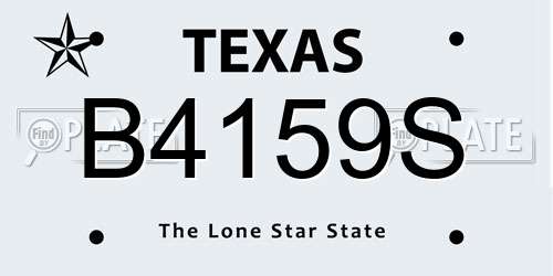 B4159S Texas License Plate