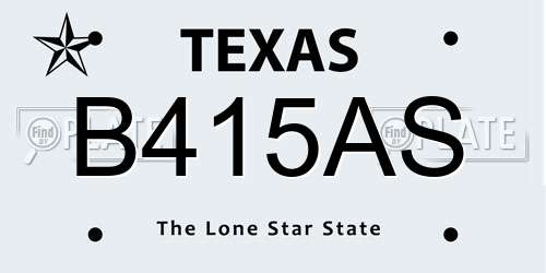 B415AS Texas License Plate
