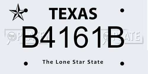 B4161B Texas License Plate