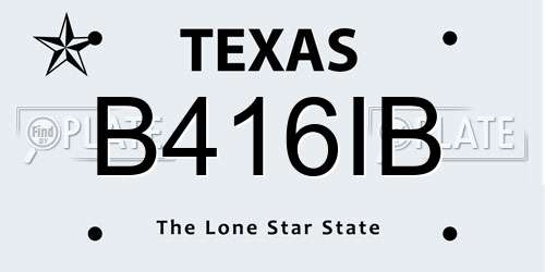 B416IB Texas License Plate