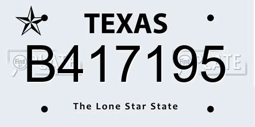 B417195 Texas License Plate