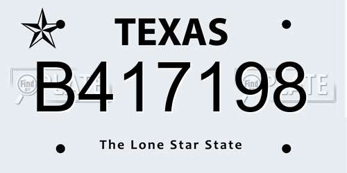 B417198 Texas License Plate