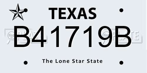 B41719B Texas License Plate