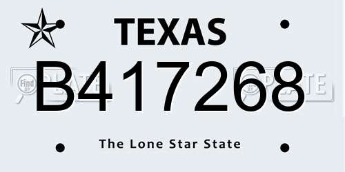 B417268 Texas License Plate