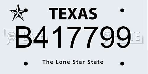 B417799 Texas License Plate