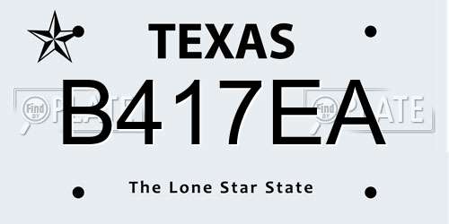 B417EA Texas License Plate