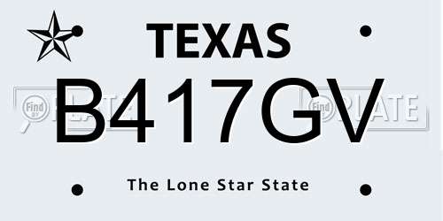 B417GV Texas License Plate