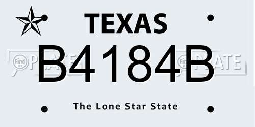 B4184B Texas License Plate