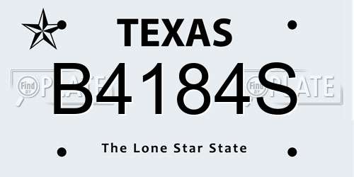 B4184S Texas License Plate