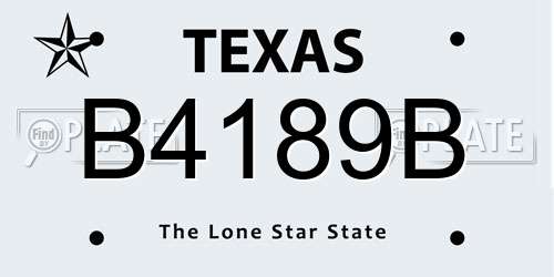 B4189B Texas License Plate