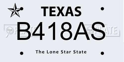 B418AS Texas License Plate