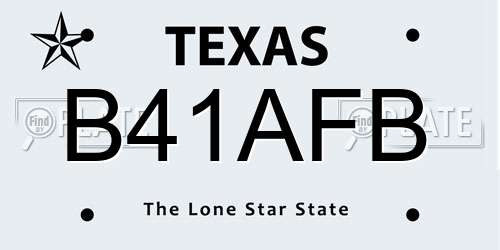 B41AFB Texas License Plate